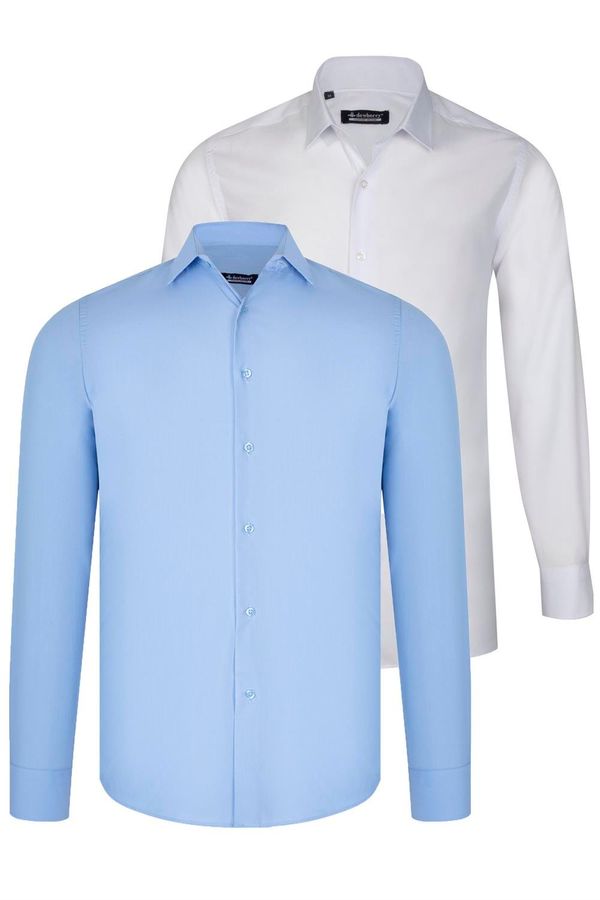 dewberry DUAL SET G726 DEWBERRY MENS SHIRT-WHITE-BLUE