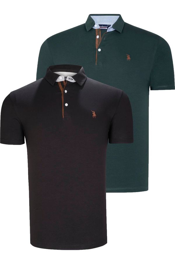 dewberry DUAL SET T8582 DEWBERRY MENS T-SHIRT-BLACK-GREEN