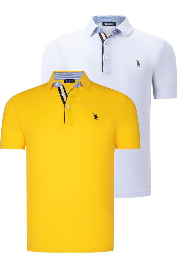 dewberry DUAL SET T8582 DEWBERRY MENS T-SHIRT-WHITE-YELLOW