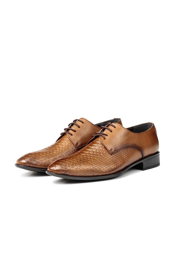 Ducavelli Ducavelli Croco Genuine Leather Men's Classic Shoes, Derby Classic Shoes, Lace-Up Classic Shoes.