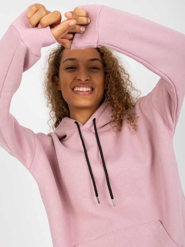 Fashionhunters Dusty pink basic kangaroo sweatshirt RUE PARIS