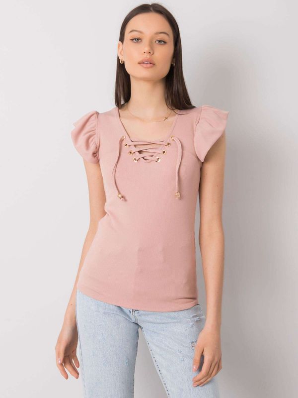 Fashionhunters Dusty pink blouse with lacing