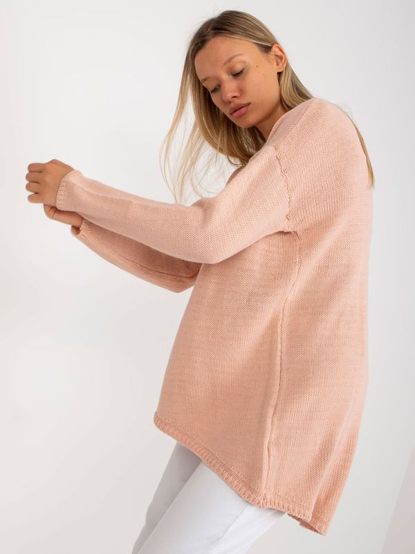 Fashionhunters Dusty pink oversize sweater with longer back OCH BELLA