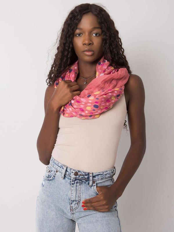 Fashionhunters Dusty pink scarf with colored polka dots