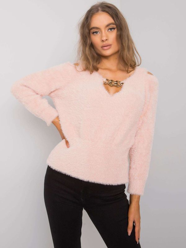 Fashionhunters Dusty pink sweater with cut-outs by Leandre RUE PARIS