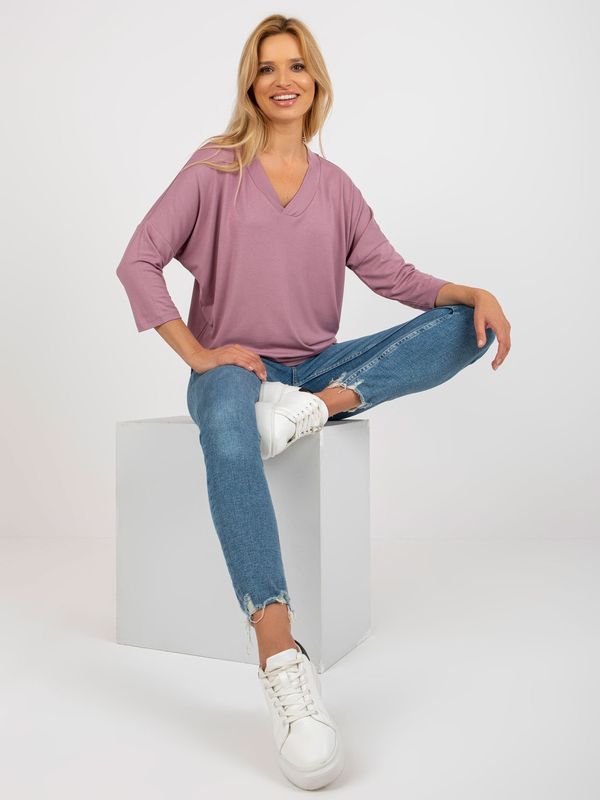 Fashionhunters Dusty pink women's basic blouse