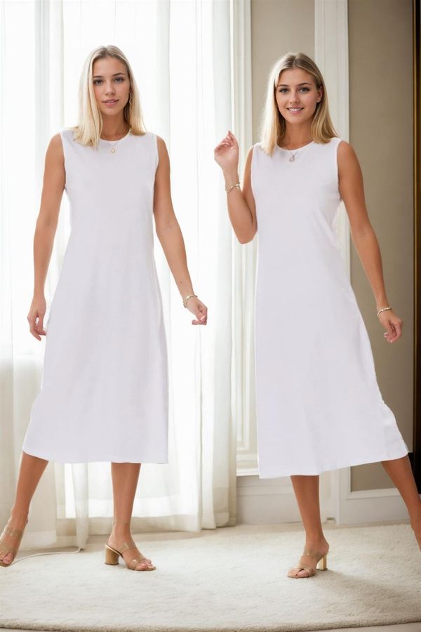 dewberry E2145 Dewberry Set of Two Women Dresses-WHITE-WHITE