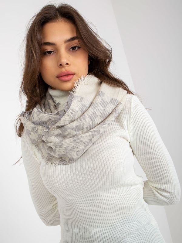 Fashionhunters Ecru-gray women's scarf with wool