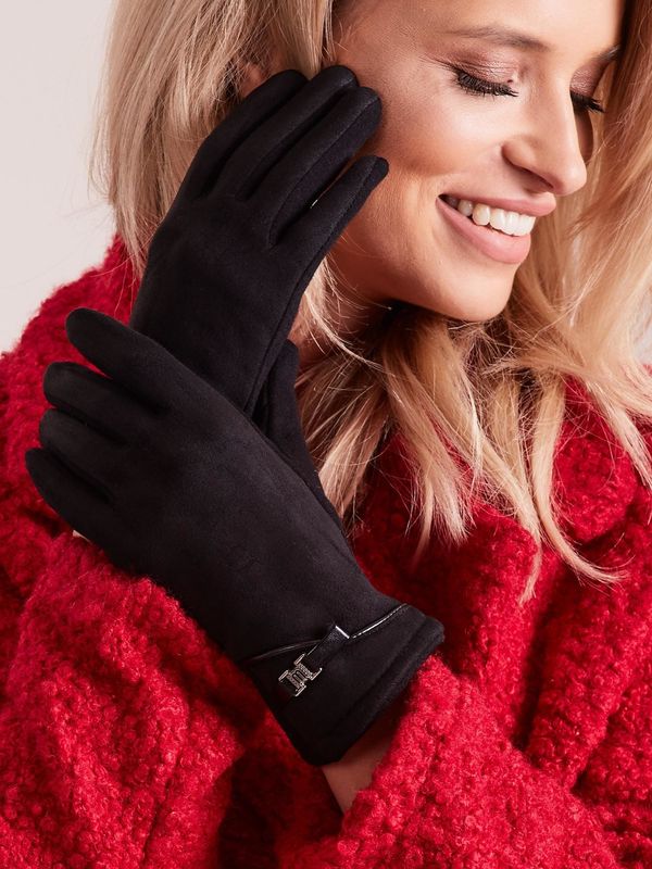 Fashionhunters Elegant black gloves for women