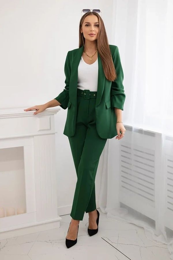 FASARDI Elegant dark green jacket and trouser set