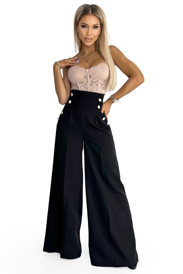 NUMOCO Elegant wide trousers with a high waist Numoco