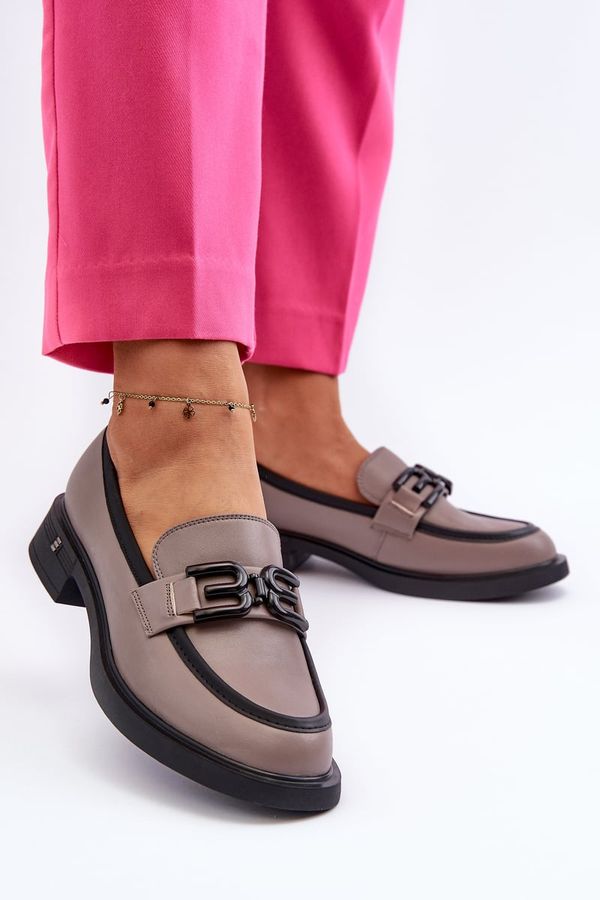 Kesi Elegant women's leather loafers, dark beige Triana