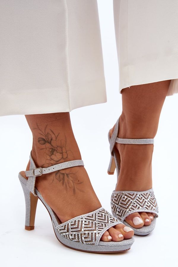 Kesi Embellished D&A High Heeled Sandals Silver
