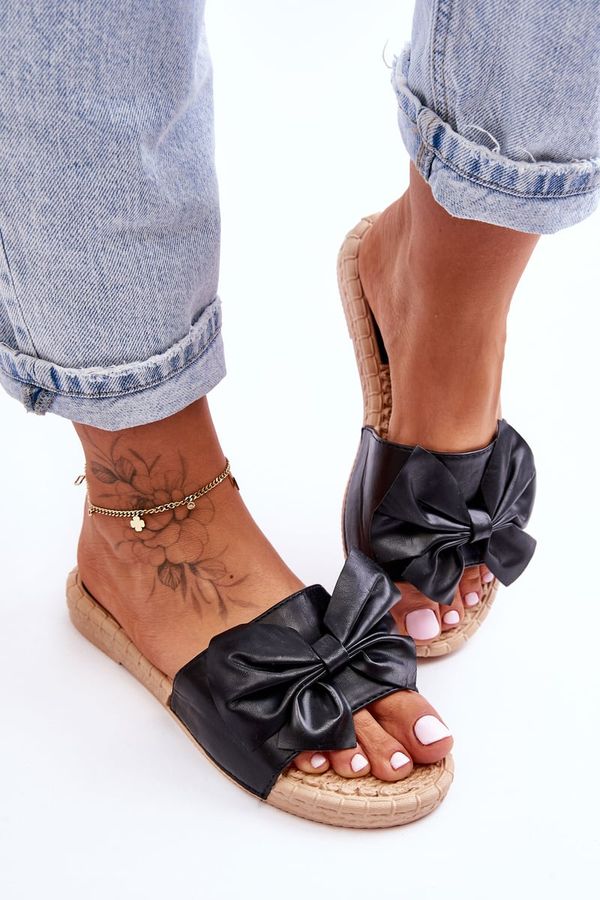 Kesi Fashionable women's slippers with bow Black Estera