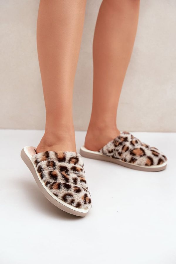 Inblu Faux Fur Slippers Panther Beige Inblu