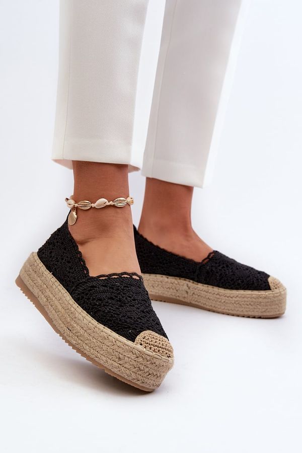 FB1 FB1 Women's Black Lace Platform Espadrilles Elarose