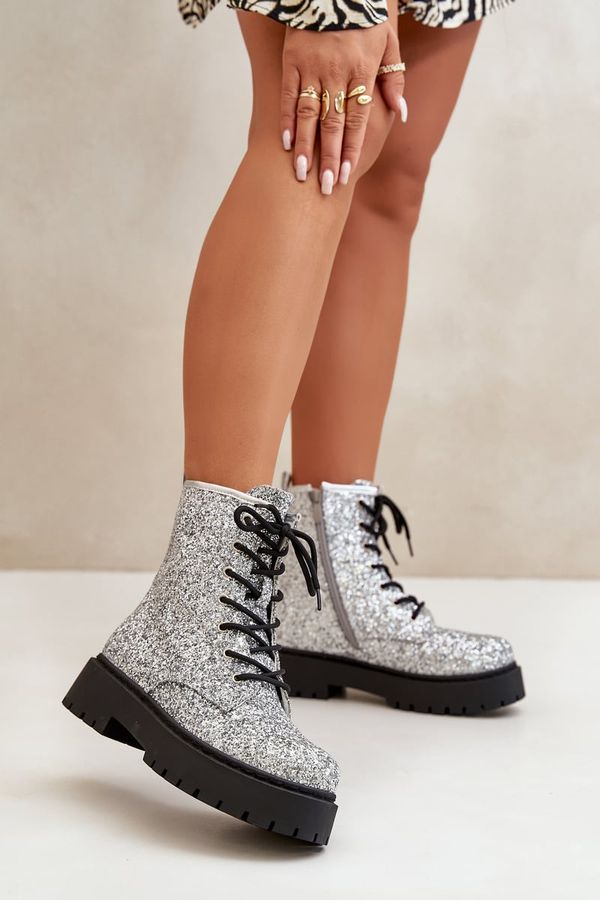 FB2 FB2 Insulated Ankle Boots Workers Women's Decorated With Sequins Silver Liatheine