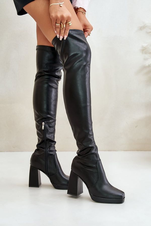 FB2 FB2 Knee High Heeled Boots Black Liatheia