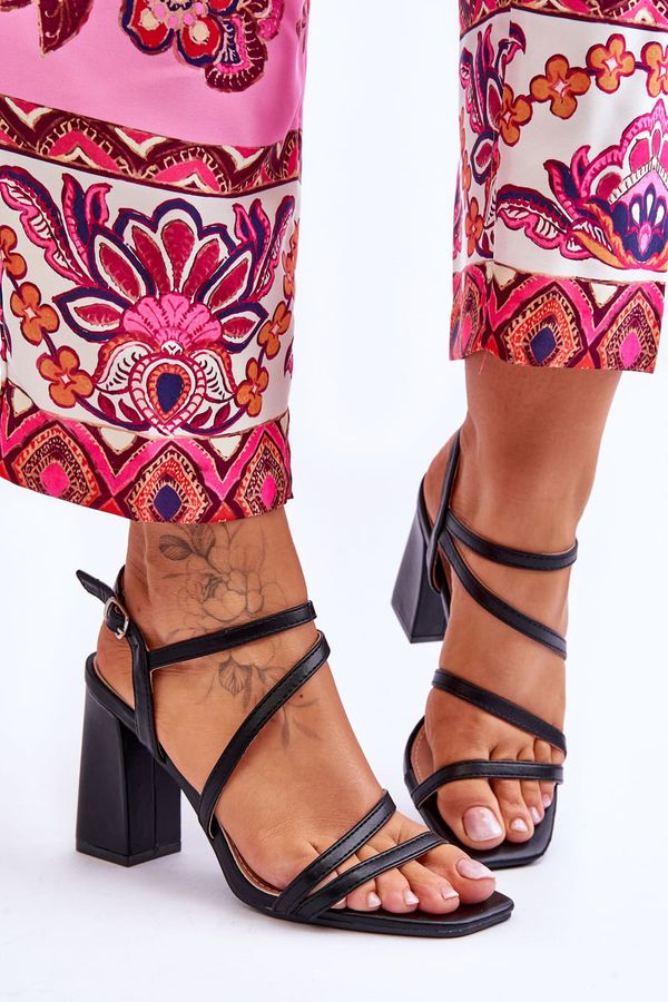 FB2 FB2 Leather Heel Sandals Black Florentina