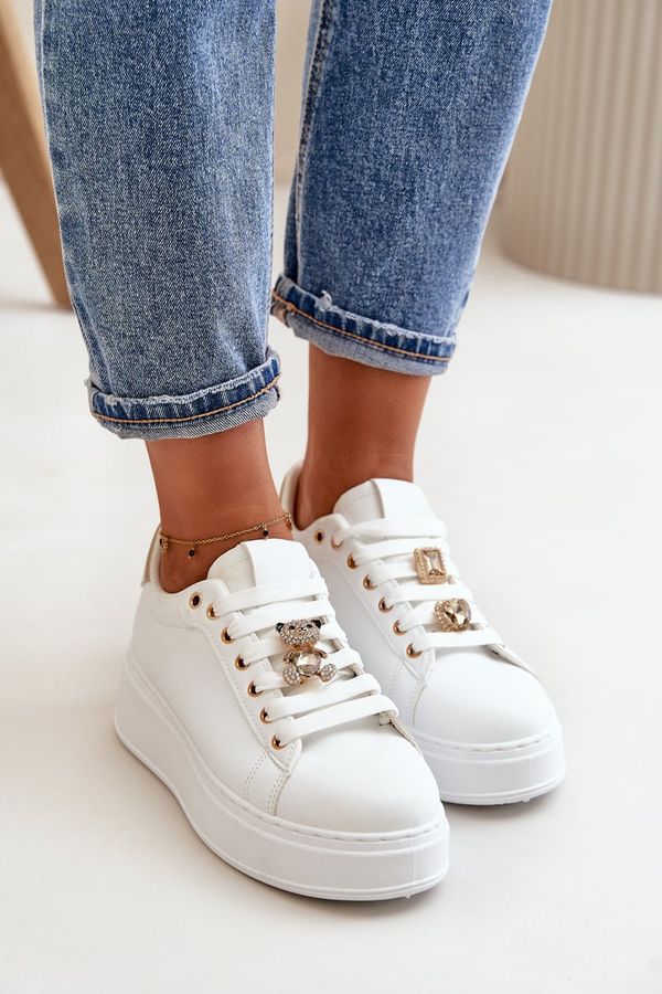 FB2 FB2 Women's Platform Sneakers with Bear White Vailina