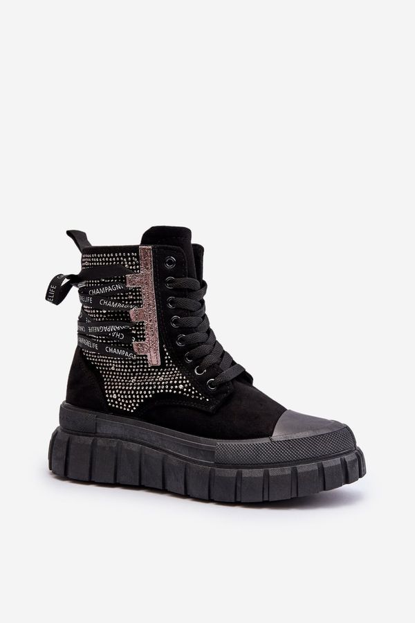 FB3 FB3 High Top Women's Sneakers on Chunky Platform Black Wonise