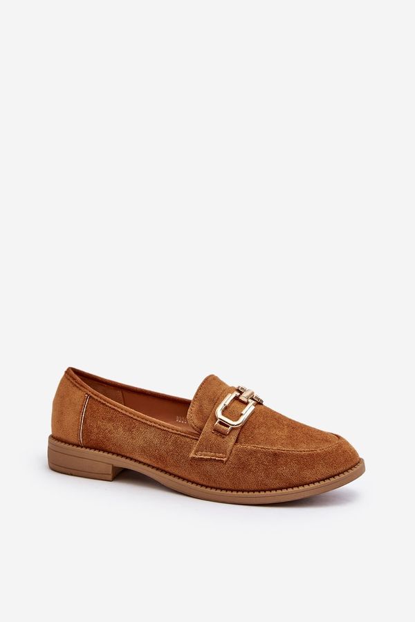 FD1 FD1 Women's Suede Loafers with Flat Heel Camel Misal