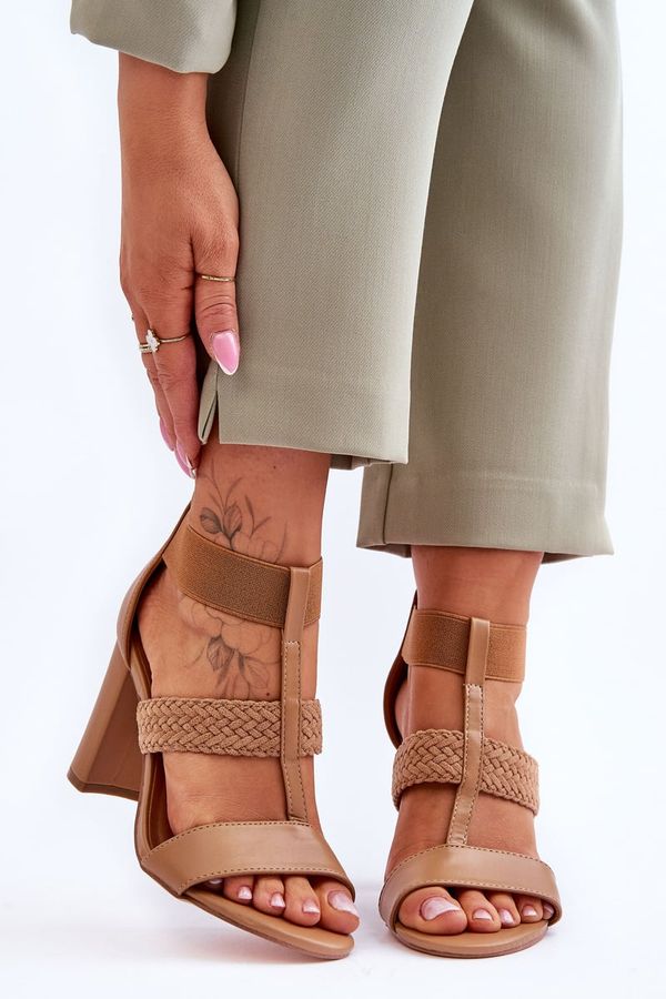 FE1 FE1 Leather Sandals High Heel Boots Camel Marren