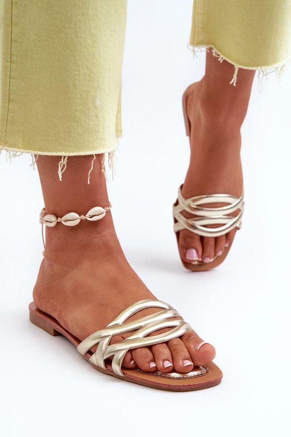 FJ1 FJ1 Women's Eco Leather Flat Heel Sandals Gold Moldela