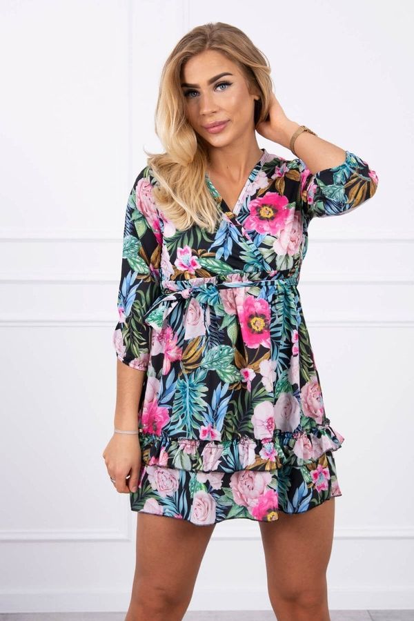 Kesi Floral dress with waist tie black