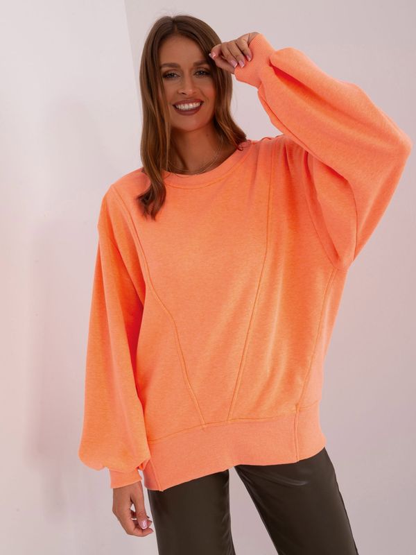 Fashionhunters Fluo Orange Oversize Cotton Sweatshirt