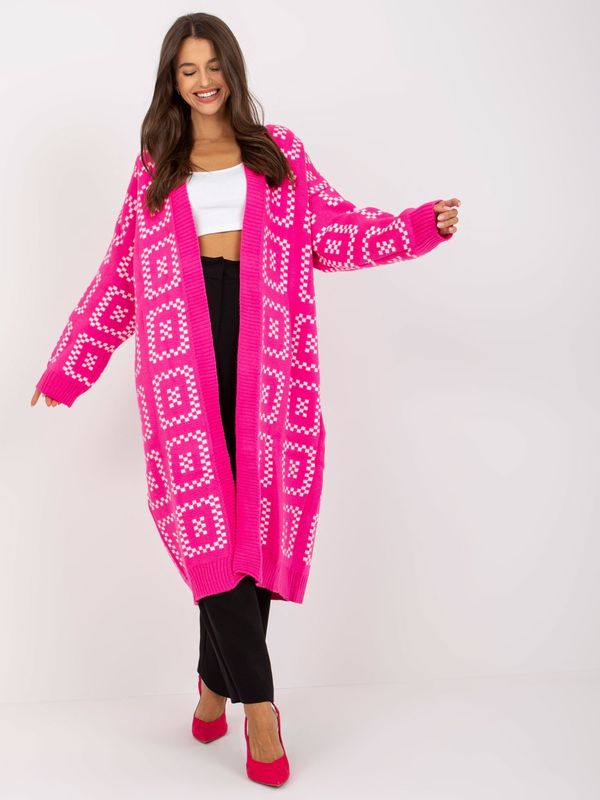 Fashionhunters Fluo pink patterned cardigan without closure RUE PARIS