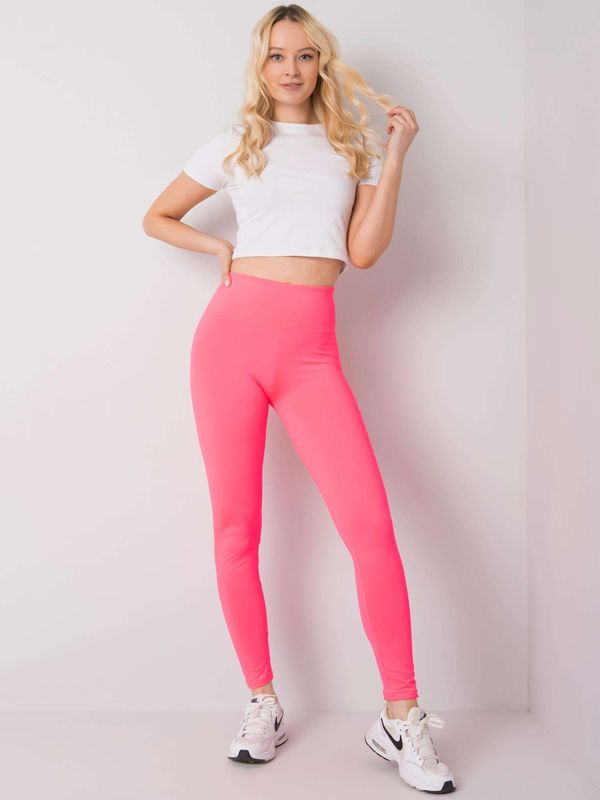 Fashionhunters Fluo pink women's sports leggings