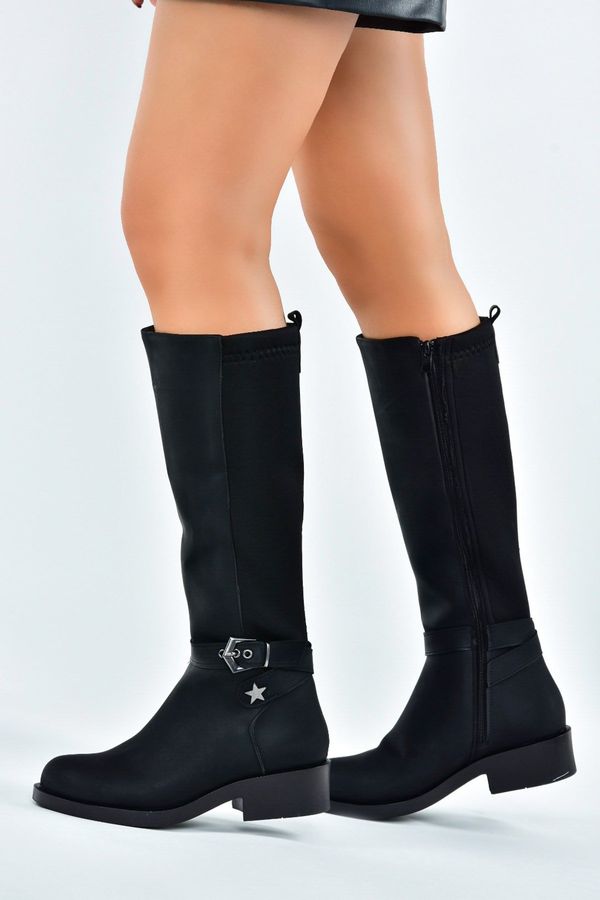 Fox Shoes Fox Shoes Black Back Diver Stretch Fabric Short Heeled Daily Women's Boots