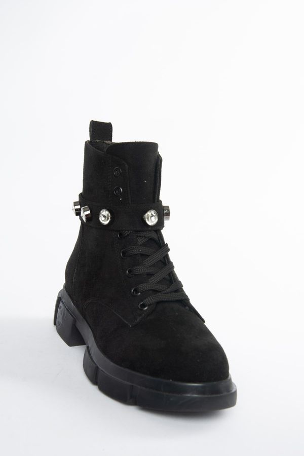 Fox Shoes Fox Shoes Black Suede Women's Daily Boots With Stones