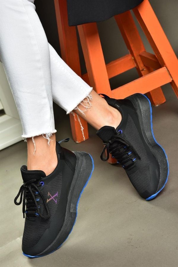 Fox Shoes Fox Shoes P848531504 Women's Sneakers in Black/Sax Blue Fabric