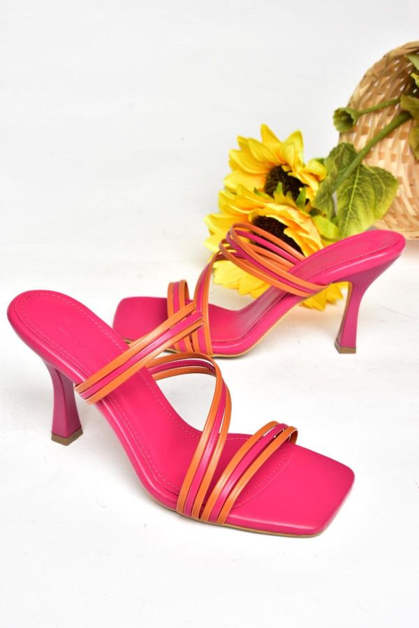 Fox Shoes Fox Shoes S590033709 Fuchsia/Orange Women's Thin Heeled Slipper