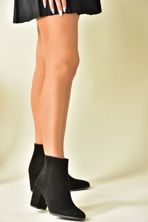 Fox Shoes Fox Shoes Women's Black Suede Thick Heeled Boots