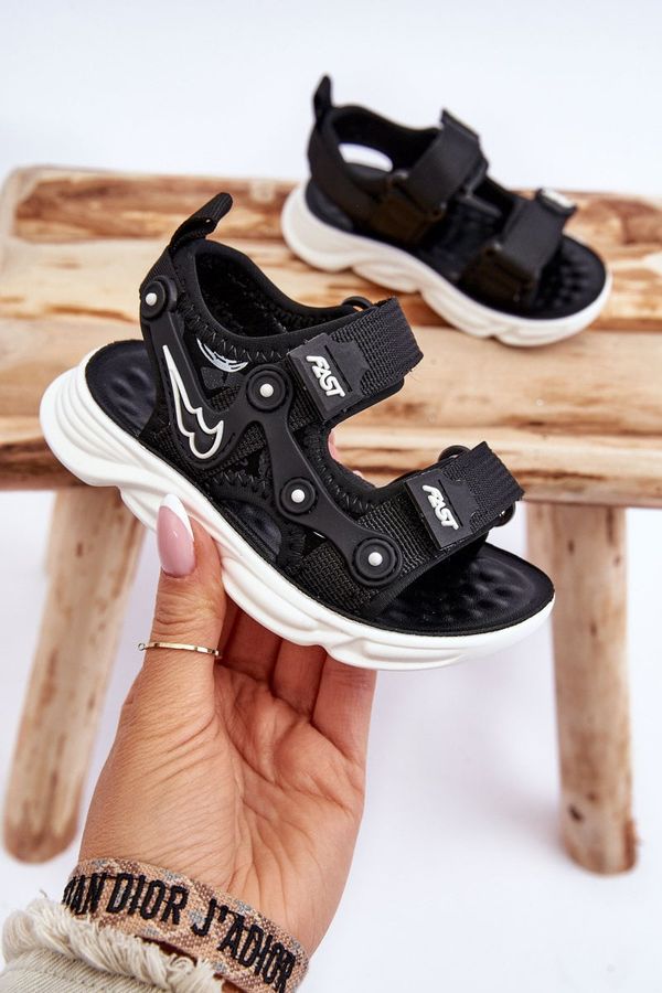 FR1 FR1 Boys Velcro Sandals Black And White Tobias