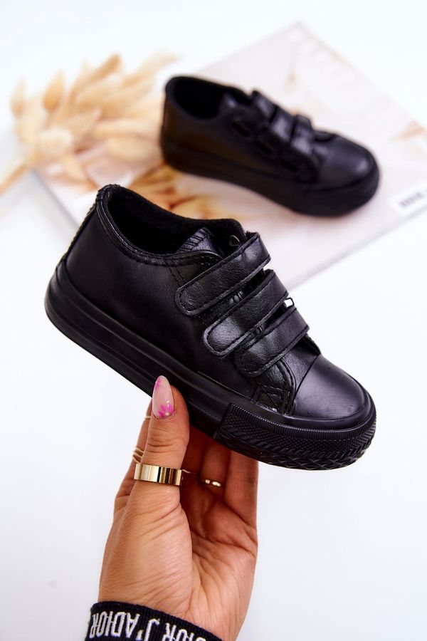 FR1 FR1 Children's Leather Sneakers With Velcro Black Foster