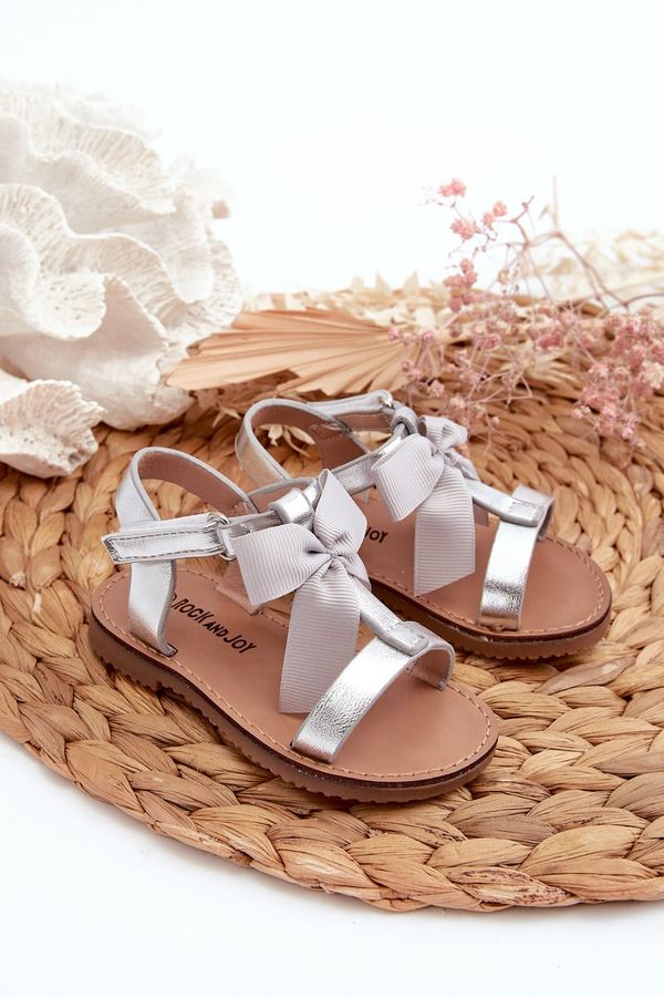 FR1 FR1 Children's Sandals With Bow on Velcro Silver Joratia