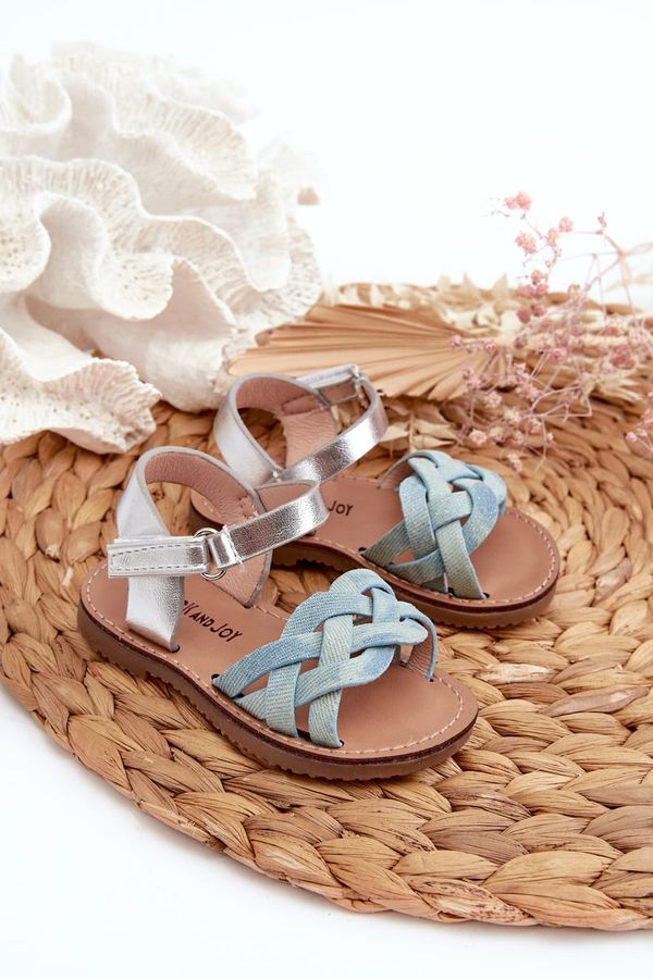 FR1 FR1 Children's sandals with velcro fastening and interwoven straps in blue Dianttha