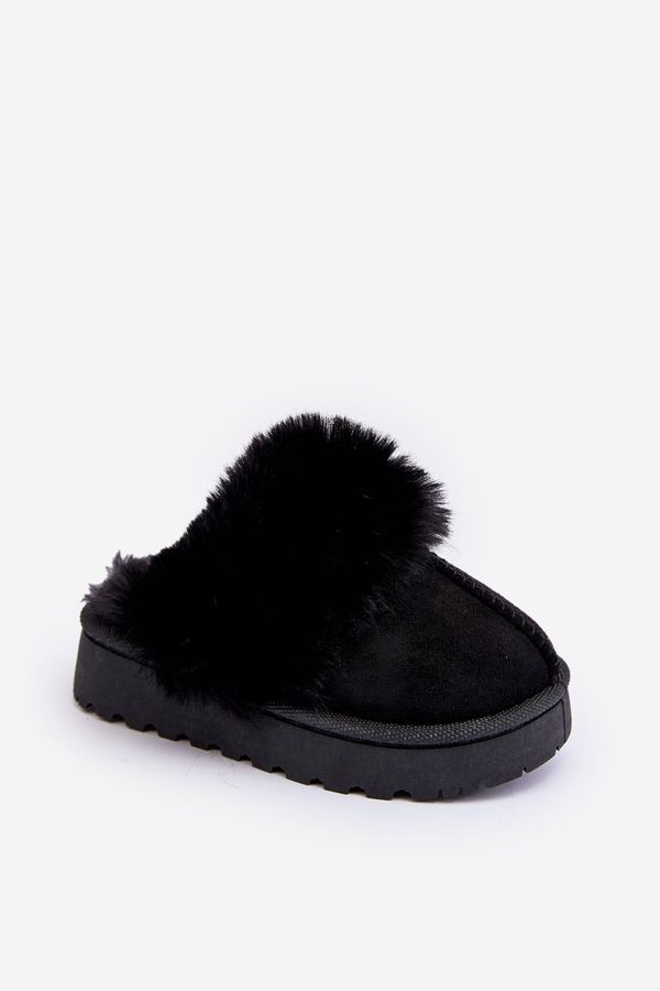 FR1 FR1 Children's Slippers With Fur Black Birasta