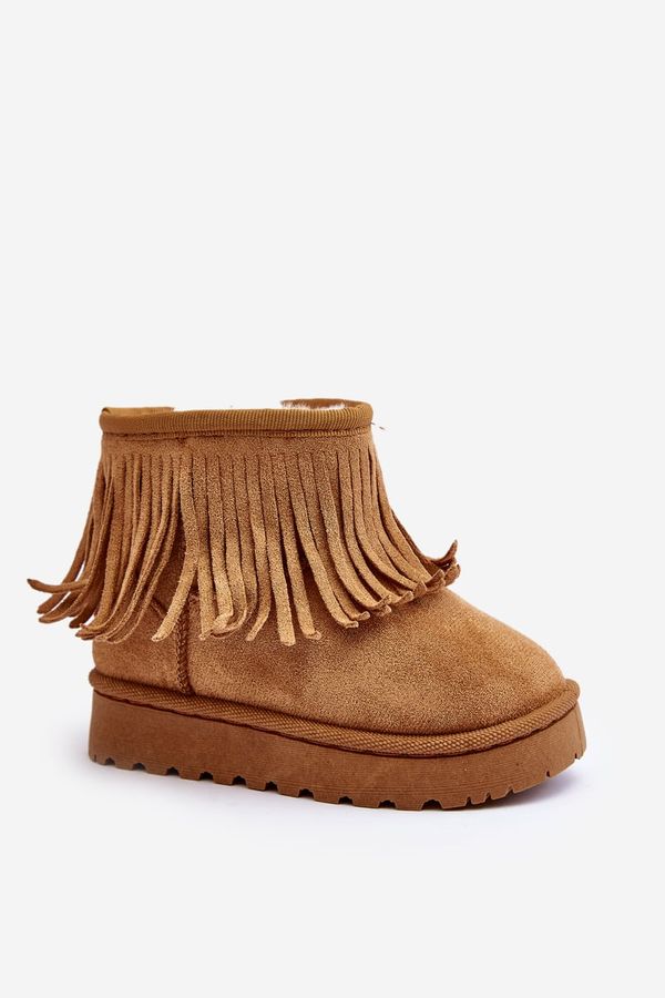 FR1 FR1 Children's Snow Boots with Decorative Fringes Camel Nimia