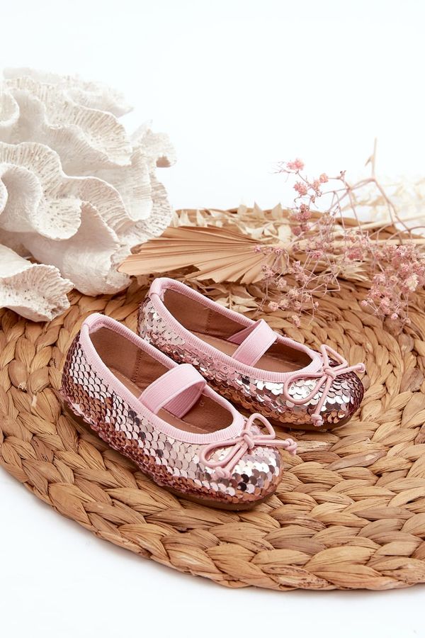 FR1 FR1 Kids' Ballerina Flats Adorned with Sequins Pink Weries