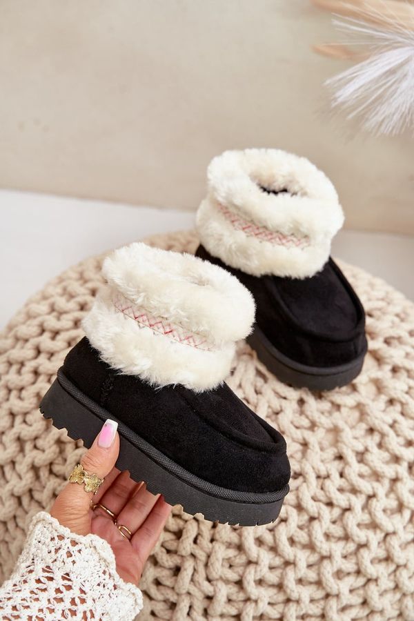 FR1 FR1 Snow Boots Children's Boots With Fur And Pattern Black Melefia