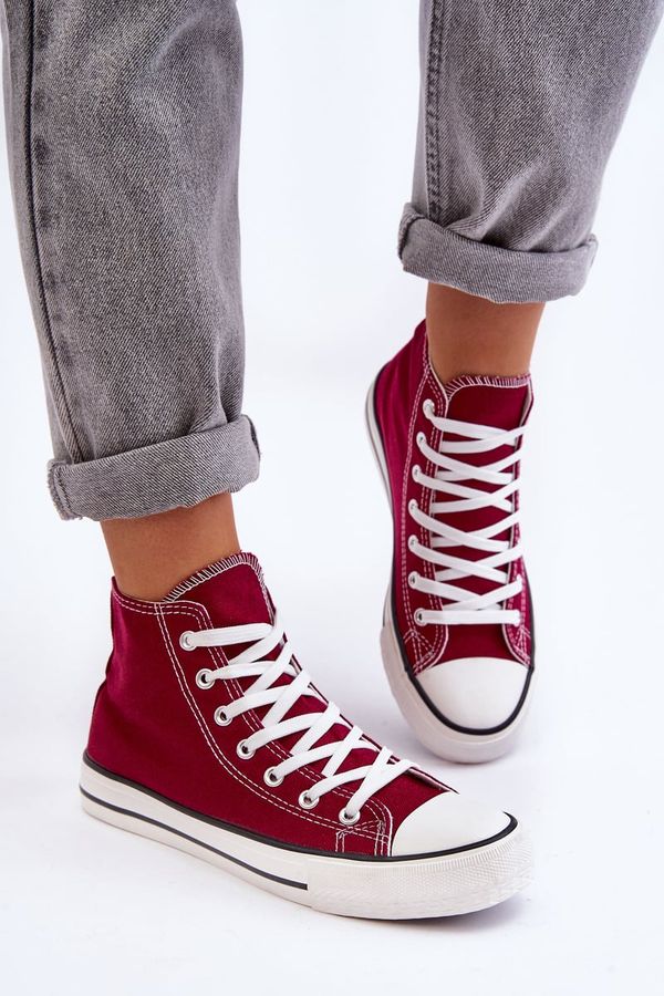 FR1 FR1 Women's Classic High-Top Sneakers Burgundy Remos