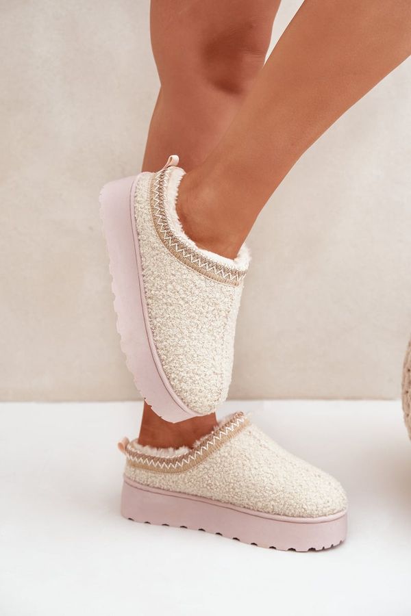 FR1 FR1 Women's Snow Boots On Platform With Embroidery Light Beige Tirissa