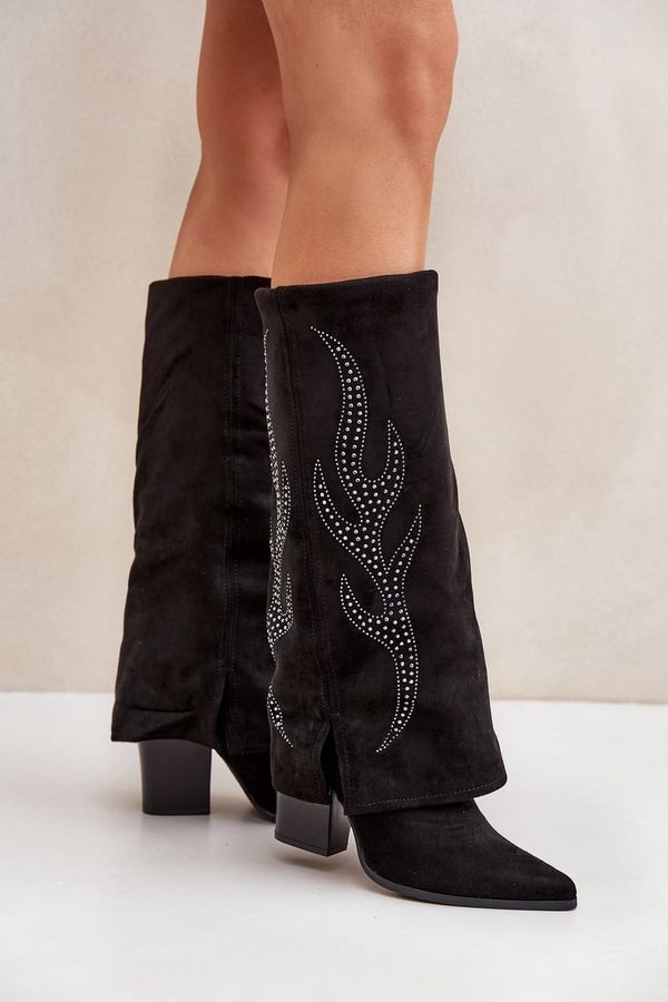 FS1 FS1 Decorated ankle boots with turned-down shaft on heel black Ivilta