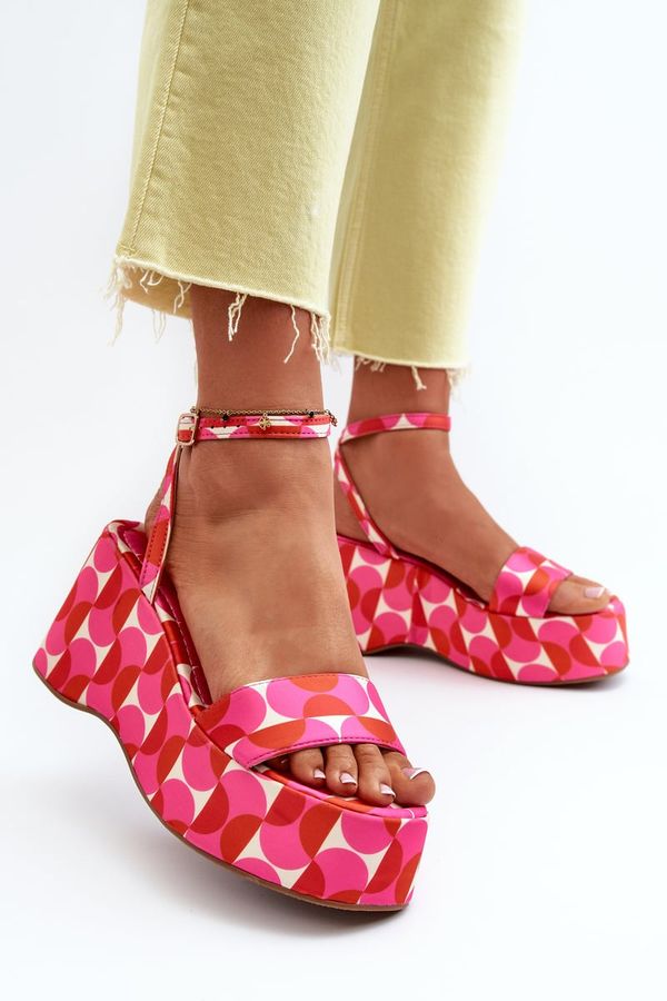 FS1 FS1 Patterned Platform and Wedge Sandals Fuchsia Wiandia