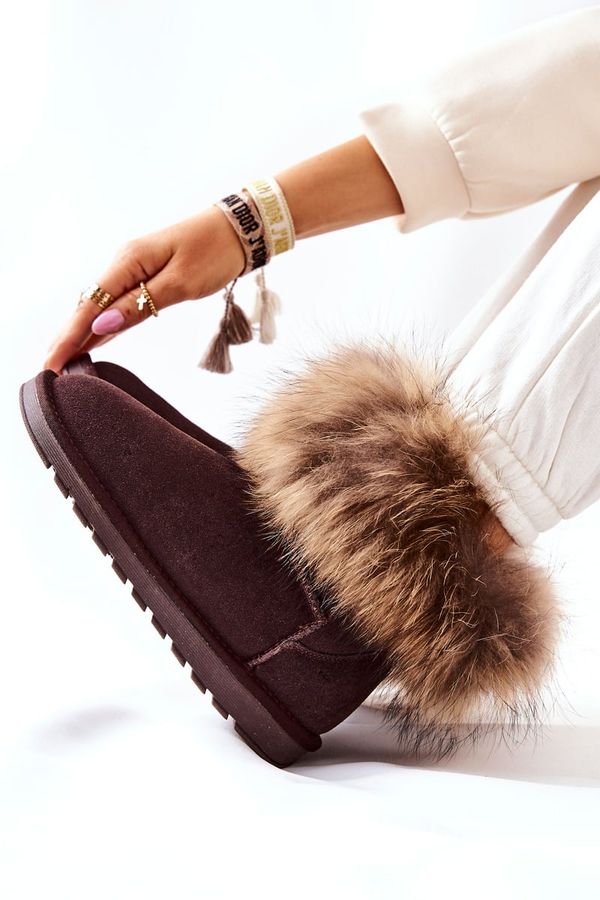 FS1 FS1 Women's Leather Snow Boots With Eko Fur Brown Alexa
